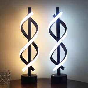 Moderne LED-Spiral-Tischlampe gebogener Schreibtisch-Bettlampe kühles weißes warmes weißes Licht für Wohnzimmer Schlafzimmer Leseleuchte