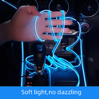 Accesorios de interior para coche, lámpara de ambiente de 5m, línea de luz fría con USB, tablero decorativo, consola, luz ambiental LED automática