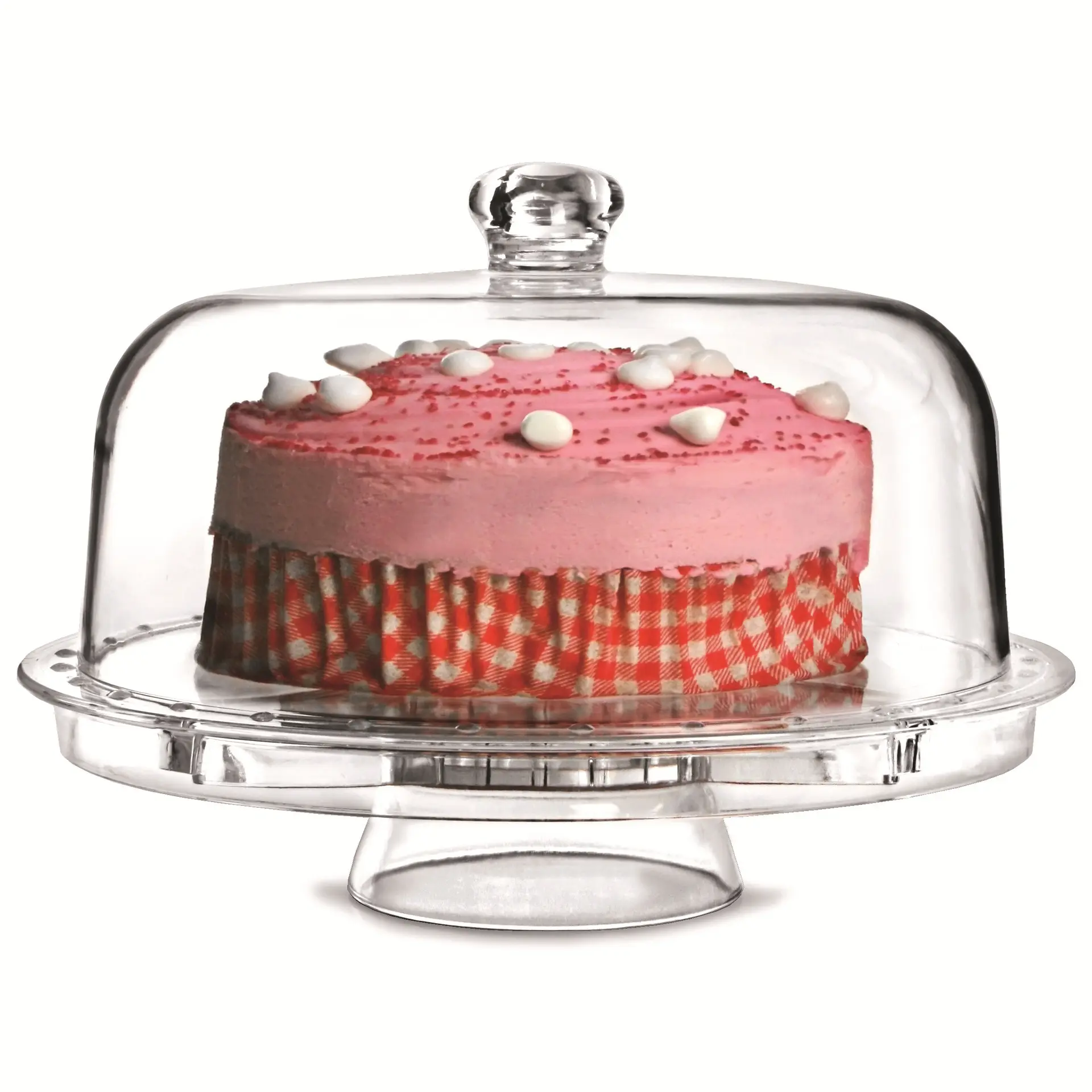 Multi-Functional 6-in-1 Acrylic Cake Stand and Serving Platter with Dome Lid for Weddings or Parties