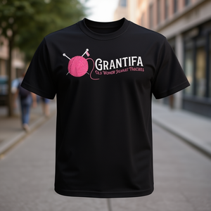 T-shirt Grantifa in cotone nero, unisex, taglia media per adulti, design con messaggio politico - Product Image 3