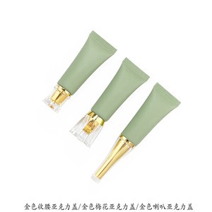 Tubes de gloss à lèvres personnalisables avec logo, emballage cosmétique, flacon de 10 ml, applicateur métallique vert vide, tube en plastique pour baume à lèvres - Product Image 2