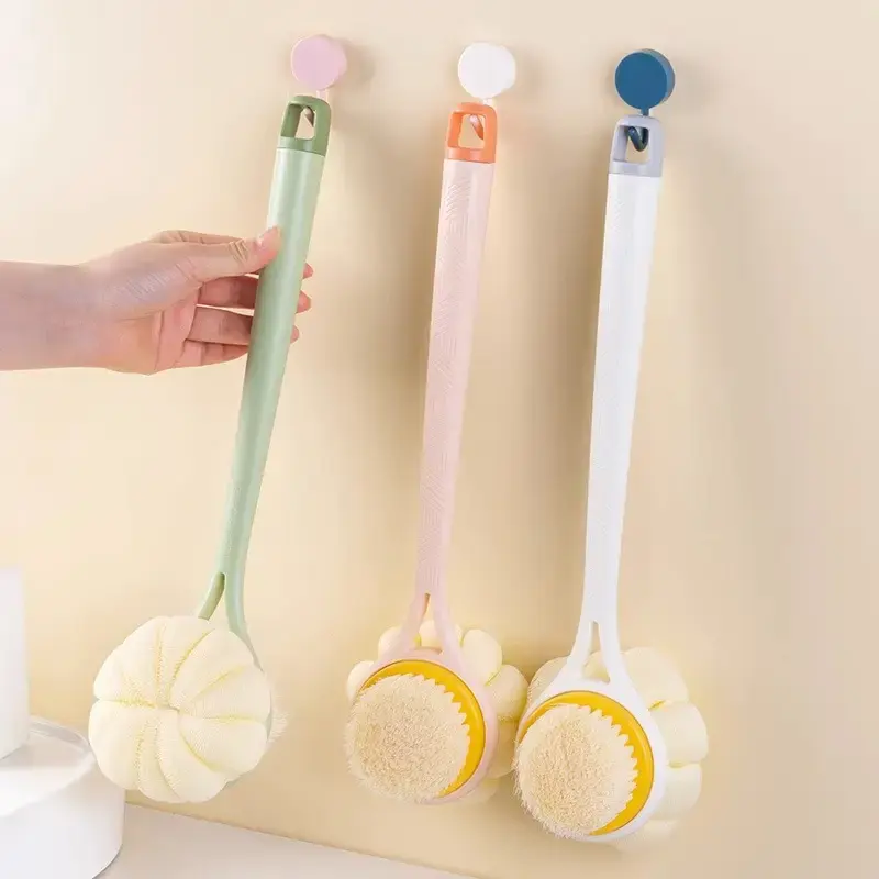 2025 bath brush sponges scrubbers Long Handle Shower Scrubber Cleaning Back Scrubber For Cleaning Body Exfoliator Bath Brushes