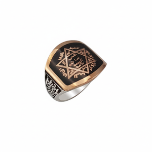 Anillo de Hombre de Plata de Ley 925 con Diseño de Estrella de David en Esmalte Negro - Product Image 2