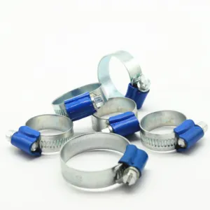 Excellent manufacturer selling stainless steel hose clamps yellow british type hose clamp blue head