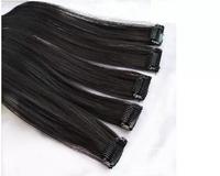 Extensions de cheveux humains lisses noir profond à clipser, rangée de clips sécurisés pour la préparation de coiffures de mariée