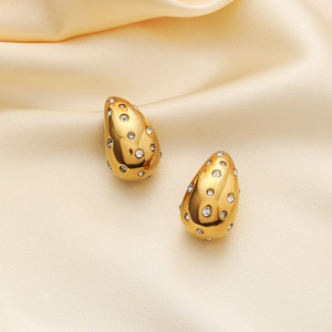 Pendientes de Acero Inoxidable con Incrustaciones de Circonio en Forma de Gota de Agua, Joyería de Moda para Mujer - Product Image 5