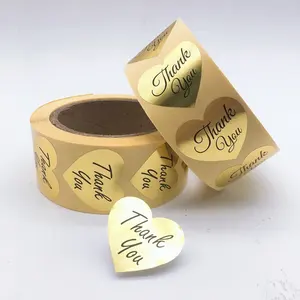 Highly Recommend Heart Shaped Gold Foil Paper Sticker,Thank You Sticker Roll