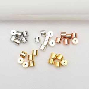 Pendientes cilíndricos sencillos de 5mm, tapones para los oídos, pendientes con forma de platillo volador de latón dorado de 18K, para hacer pendientes - Product Image 4