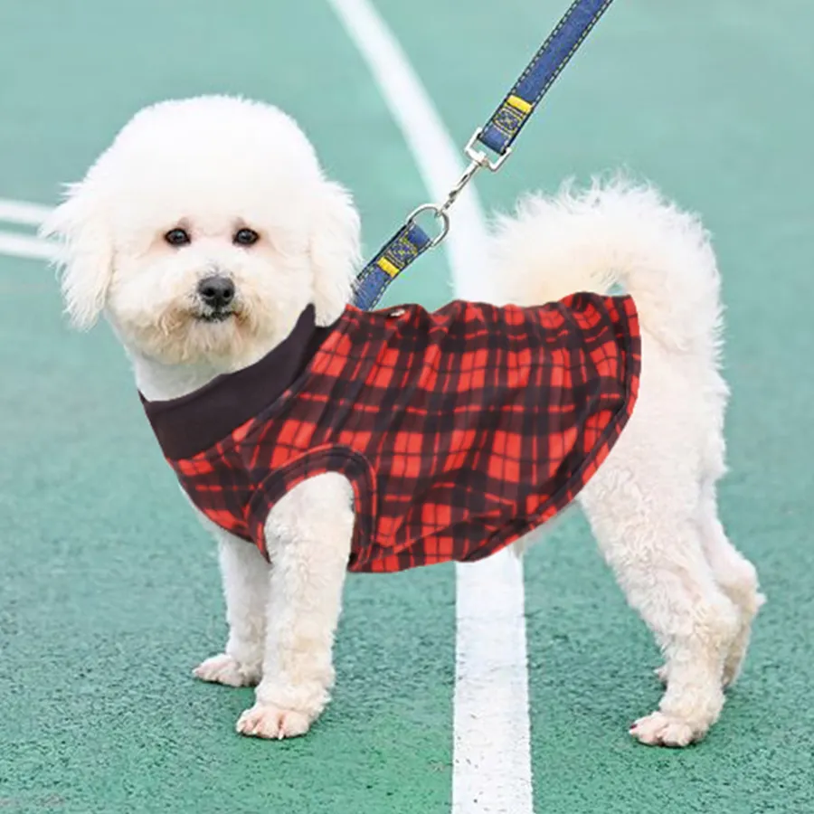 Factory-Customized High-Quality Cat Dog Clothes Go Out To Play Fashion Warm Red Plaid Sweatshirt