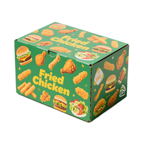 Caja para Pollo Frito Impresa Personalizada, Papel Corrugado de Grado Alimenticio, Empaque para Llevar para Comida Rápida
