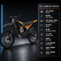 Factory Supply 3000W Off Road Electric Dirt Bike 6061 Aluminum Alloy Frame 150kg Max Load for Outdoor Racing