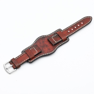 Correa de reloj de cuero genuino hecha a mano OEM personalizada de 22 mm y 24 mm, correa de reloj vintage de cuero teñido a mano para hombre - Product Image 1