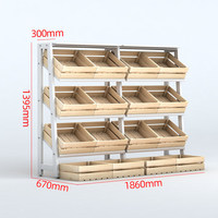 Étagère de présentation modulaire en bois et métal, robuste, autoportante, résistante à la rouille, avec cadre en acier blanc, multi-niveaux, inclinée, pour fruits et légumes