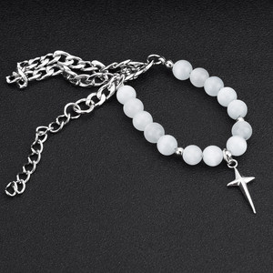 Hot Selling Niche Design Double Layered <b>Opal</b> Chain Cross <b>Bracelet</b> Titanium Steel Fashion Unisex's <b>Bracelets</b> Wholesale Jewelry - Product Image 5