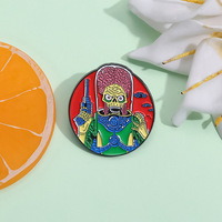 Europäische und amerikanische Halloween Cartoon Martian Sci-Fi Film Red Skull Brain Horror Maske Metall gemalt Abzeichen & Emblem