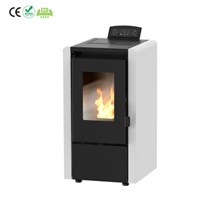 KM0602A Poêle à granulés à alimentation automatique intérieur en fonte rouge et blanche Poêle à granulés de <span class=keywords><strong>bois</strong></span> moderne sans fumée Wifi pour le chauffage de la pièce de la maison - Product Image 1