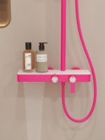Ensemble de douche thermostatique haut de gamme au design moderne, système de douche en laiton pour salle de bain, mitigeur chaud/froid, robinets de douche roses