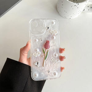 Lujo Rhinestone Bling <span class=keywords><strong>amor</strong></span> perla 3D rosa a prueba de golpes funda de teléfono móvil para IPhone 7 a 16 Pro Max - Product Image 5