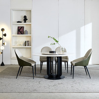 Table à manger ronde moderne de haute qualité avec plateau en marbre blanc et structure en métal pour la maison, l'hôtel, la ferme et l'entrepôt