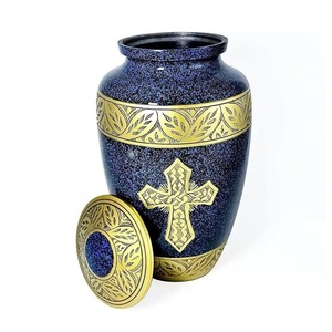 Elegant Engraved Metal Cremation Urn, Brass <b>Memorial</b> Urn for Ashes Durable Funeral <b>Keepsake</b> from Indian Supplier - Product Image 2