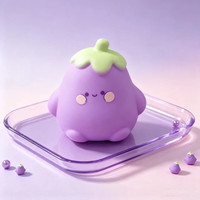 Hot verkopende grappige squishy aubergine knijp speelgoed schattige fruit groente dieren knijp fidget sensorische stress verlichtende speelgoed