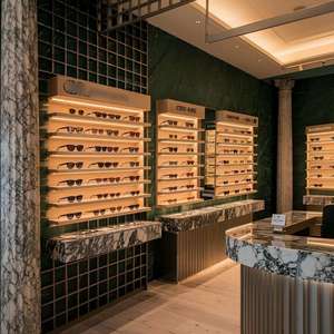 Italian Luxury Optical Store Design Custom Eyewear <b>Display</b> <b>Cabinets</b> Marble Wood Glass Full Shop Fixtures Manufacturer OEM ODM 3D - Product Image 3