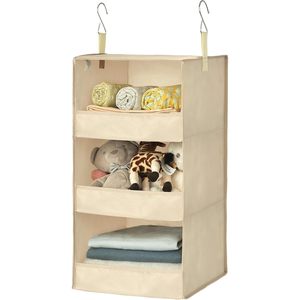 Organizador de Armario Colgante de 3 Estantes, Estantes de Almacenamiento de Tela Color Caqui para Organizar el Dormitorio - Product Image 1