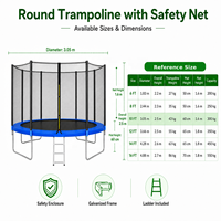 Trampoline d'extérieur personnalisé avec logo, 8-15 pieds, avec filet de sécurité, capacité de charge de 550 kg, certifié CE ASTM, trampoline de jardin
