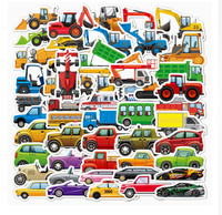 Autocollants de véhicules de construction de dessins animés, imperméables, pour voitures, camions, excavatrices, décorations pour papeterie, jouets, gobelets à eau