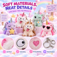 Breloques licorne prêtes à offrir, faible MOQ, porte-clés en peluche douce pour cadeaux de mariage, cafés, fleuristes et boulangeries