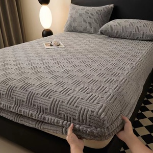 <span class=keywords><strong>Drap</strong></span>-<span class=keywords><strong>housse</strong></span> en <span class=keywords><strong>flanelle</strong></span> de velours tissé style américain, épaissi et chaud pour l'hiver, avec motif jacquard, fil écologique 600 fils - Product Image 6