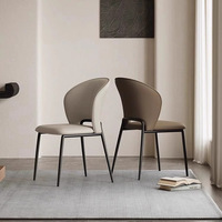 Chaise de salle à manger avec dossier, style italien moderne et minimaliste, en cuir rembourré, pour la maison, restaurant haut de gamme, table à thé