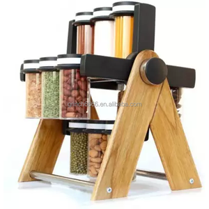 360 xoay gỗ gia vị container chủ mát Thiết kế bằng gỗ Ferris Bánh Xe gia vị giá gia vị Carousel hiển thị - Product Image 2