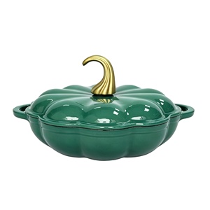 <span class=keywords><strong>Cocotte</strong></span> décorative <span class=keywords><strong>en</strong></span> <span class=keywords><strong>fonte</strong></span> émaillée de style français, forme citrouille, pour service et cuisson - Product Image 5