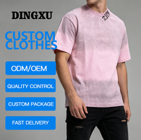 T-shirt teinté en pièce rose rose poudré effet aquarelle délavé et décoloré pour homme, coupe oversize, style streetwear Y2K décontracté pour l'été et le quotidien