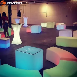 Sang trọng không thấm nước Đảng Glow Bar ghế và bảng thiết lập các sự kiện ánh sáng lên thanh ngoài trời LED Cocktail bảng phòng chờ ngoài trời LED đồ nội thất