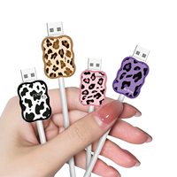 Paquete 4 en 1 de Protectores de Cable USB Transparentes con Diseño Personalizado para iPhone