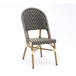 Outdoor Furniture Rattan Wicker Stackable Bamboo Chair Factory Wholesale Garden Patio Restaurant Dining Bistro Chair Table Set