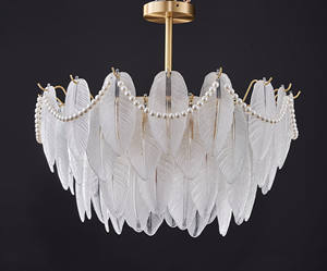 Luminaire suspendu moderne <span class=keywords><strong>en</strong></span> cuivre et verre personnalisable pour hôtel, <span class=keywords><strong>plume</strong></span>, décoration intérieure, salon, salle à manger, lampe de plafond - Product Image 3