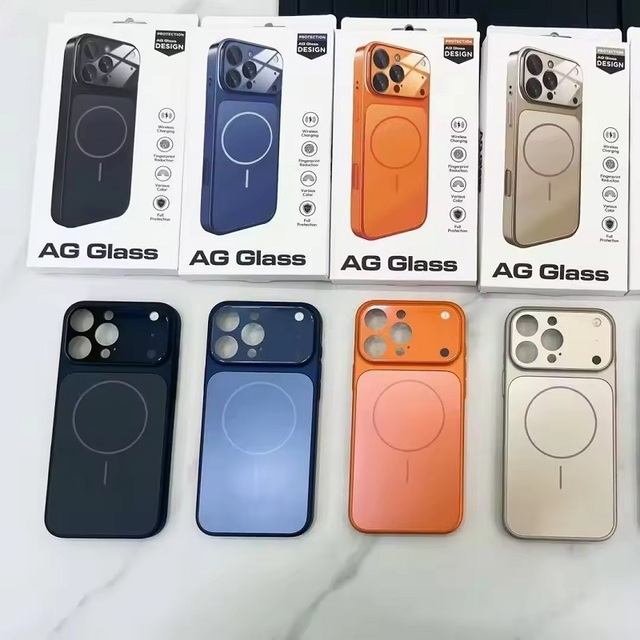 Trend Original Color Magnetic PC Glass Frosted Mobile Phone case for iPhone 17 Air 16 Pro Max Camera Lens Back PC Hard Cover