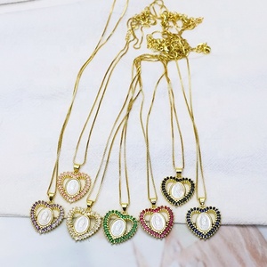 สร้อยคอแฟชั่นสำหรับผู้หญิงและผู้ชาย ชุบทอง 18K ทำจากทองเหลืองและทองแดง ประดับจี้พระแม่มารี เหมาะสำหรับวันเกิด - Product Image 1
