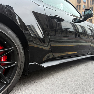 Ford Mustang Mk7 Side Skirts Abs Piano Black Carbon Fiber Texture Left 2024+ - Product Image 1