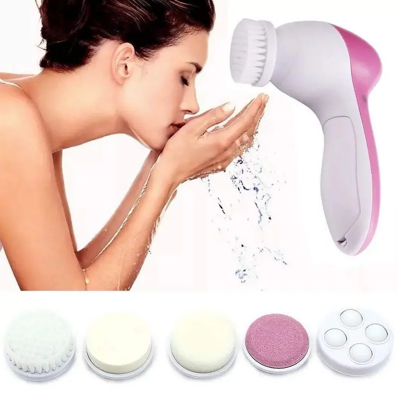 Electric Facial Cleanser Facial Brush Cleanser Facial Cleansing Brush Set 5 in 1 Facial Pore Cleaner Plastic Facial Brush Small