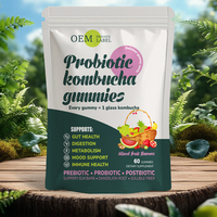 OEM/ODM Gommes probiotiques pour le soutien de la santé intestinale Kombucha Saveurs de fruits mélangées Complément alimentaire 60 Gummies de marque privée