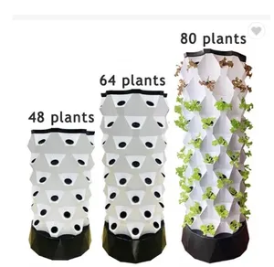 8 Layer 64 Pots Vertical Hydroponic System Garden Tower Aeroponics Home Grow Kit