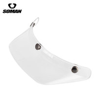 Visière de casque de moto SOMAN compatible avec les casques ouverts 3/4, demi-casques, protection solaire, visière rétro à 3 clips