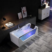 Luxueux Whirlpool Hydro Air Massage Baignoire Jet SPA pour Adulte avec Robinet De Douche LED Éclairage Salle De Bains Baignoire Verre Acrylique