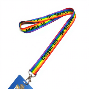 Custom Imprint Rainbow Nylon Lanyard Neck Strap Keychain Sublimation Print for Events