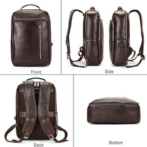 Mochila de Cuero Genuino para Hombre, Estilo Vintage, Resistente, para Viajes, Negocios, Casual, Deportes, Estudiantes, con Cierre para Laptop - Product Image 3