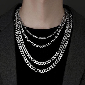 Collier cubain unisexe en acier inoxydable, style bohème, avec perles géométriques, 3,5-8 mm, différents modèles - Product Image 1